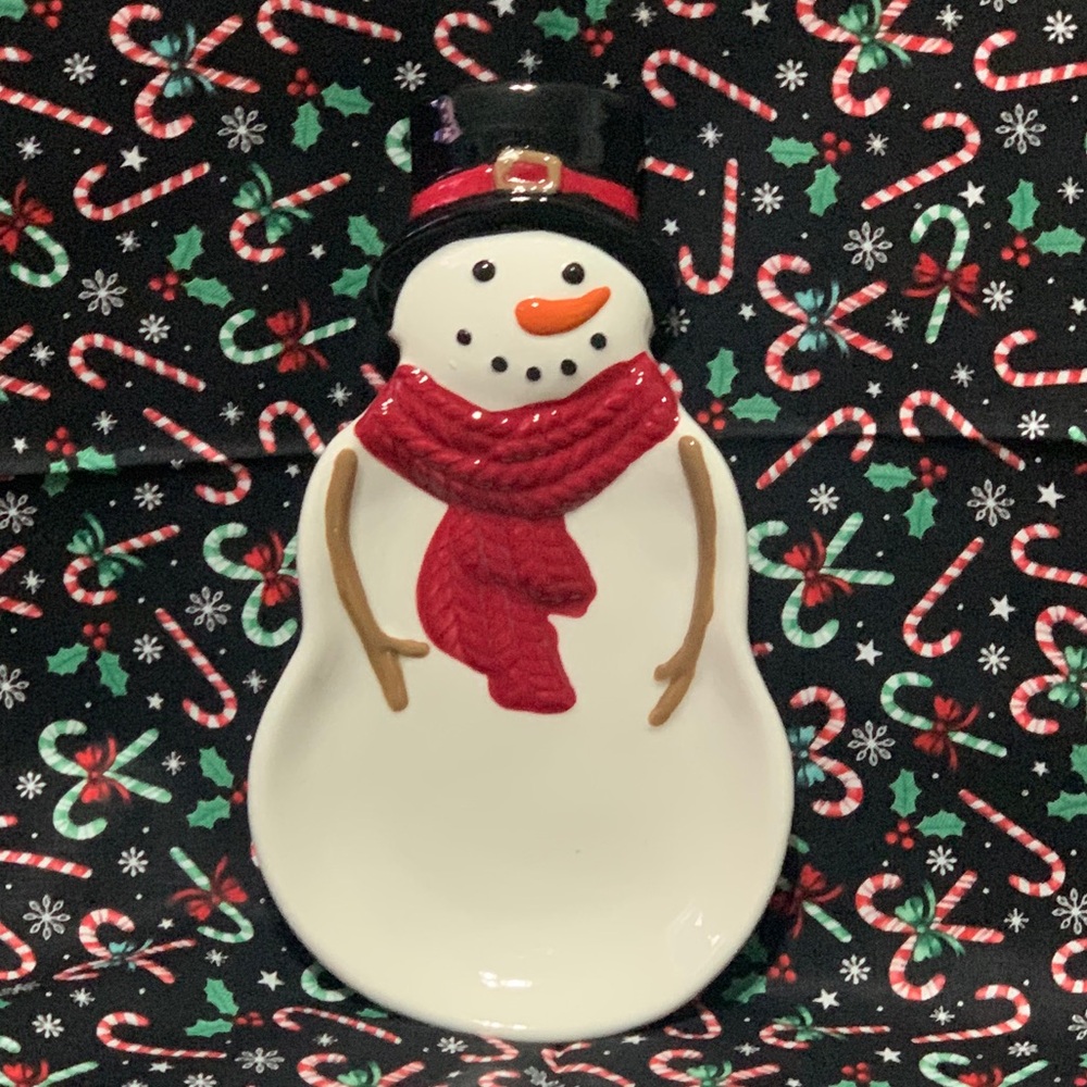 St. Nicholas Square Snowman Spoon rest with Red Scarf